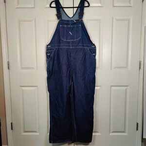Vintage Sears Roebuck Painters Bib Overalls Carpenter Denim Blue Jean 46x30